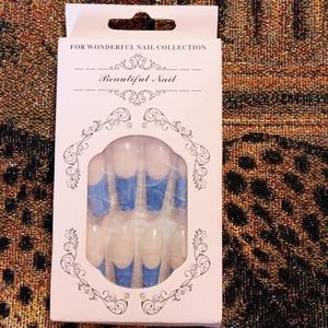 Fashion nails with blue tips